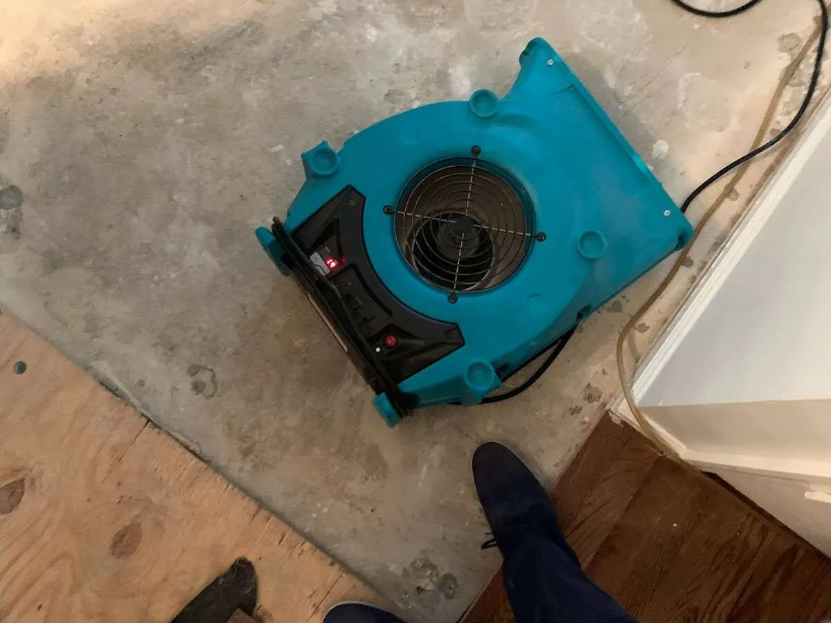 Air mover drying subfloor during Leak Detection & Repair in Sun Lakes