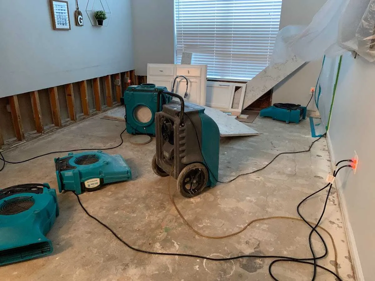 Dehumidifier in flood-cut room for Water Damage Restoration in Sun Lakes